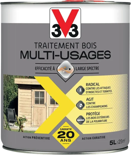 Pot de Traitement Bois Multi-Usages V33, 5 litres